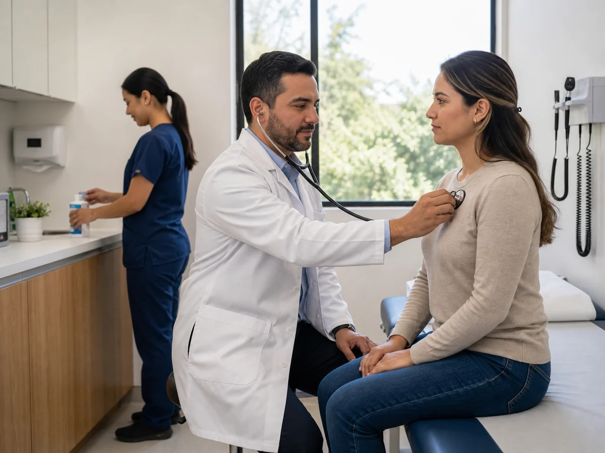 Médico durante una consulta general